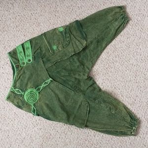 Step in Style Boho Harem Cropped Tapered Skirt Slouchy Pants Elastic Waist OS